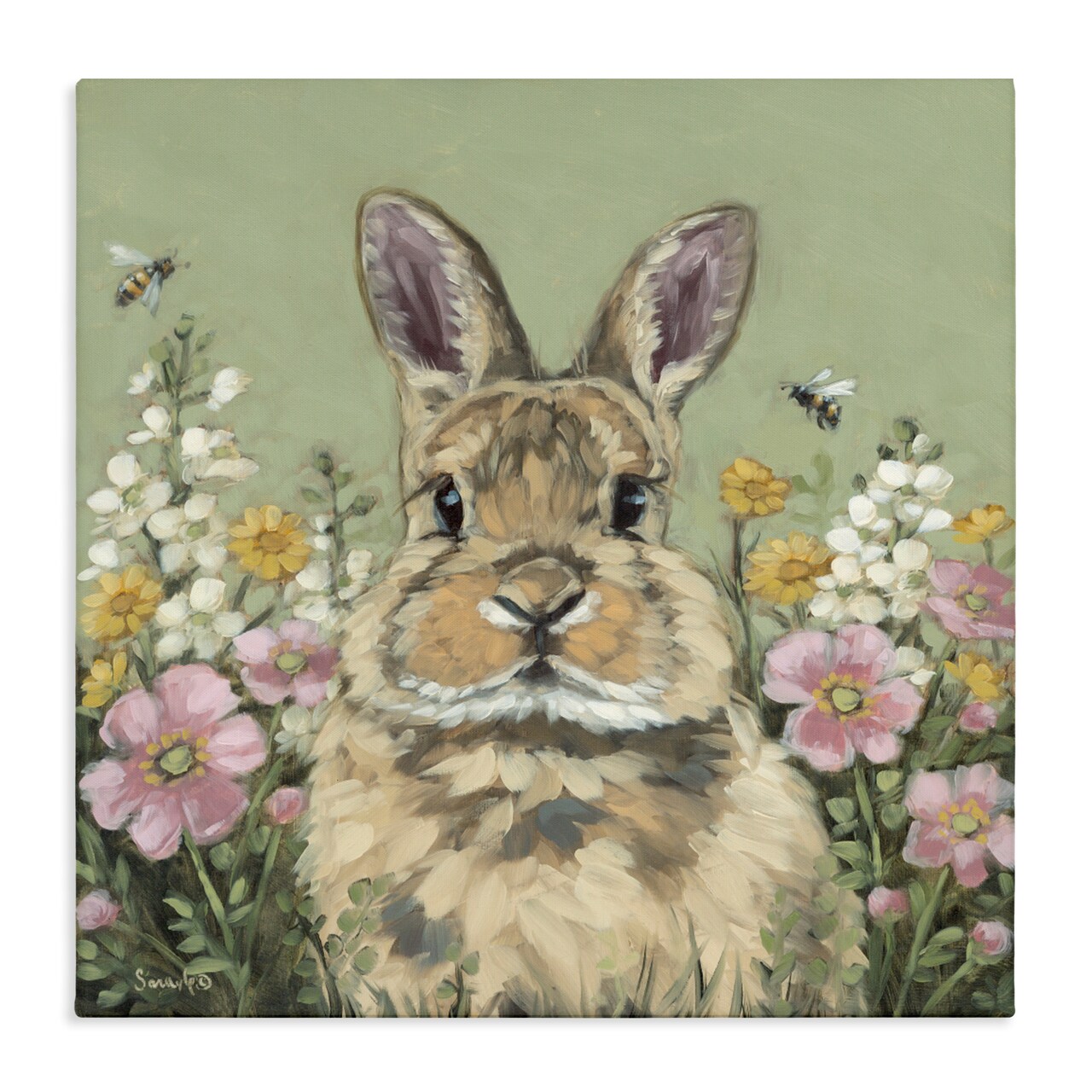 Stupell Industries Spring Abloom Rabbit Canvas, design by Sara G. Designs
